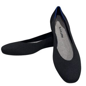 Rothys The Flat Black Round Toe Ballet Flats Shoes Size 10 Chic Casual Washable